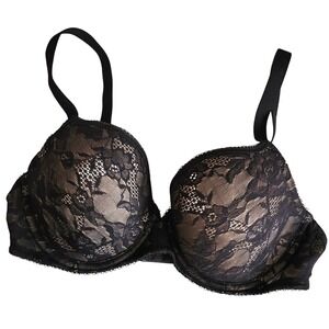 Wacoal Lace Finesse Contour Bra Womens 34D Black Floral Underwire 853201
